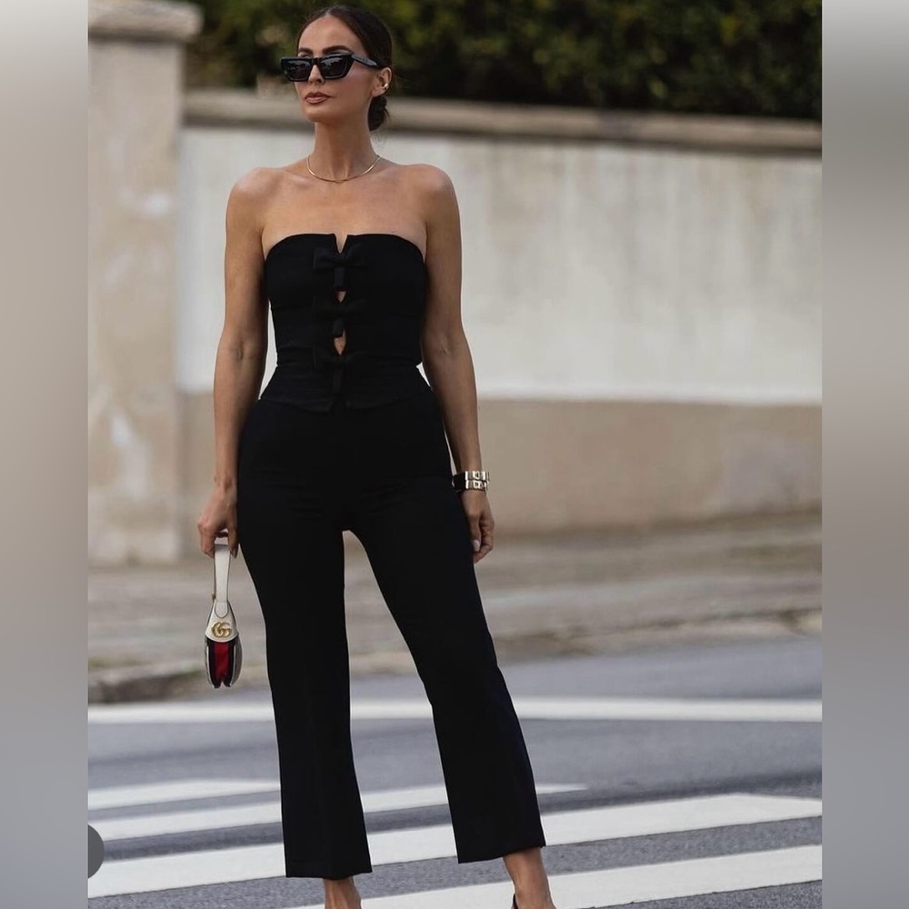 ZARA STRAPLESS BOW JUMPSUIT